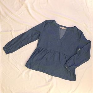 LOFT Chambray Peplum Top - Medium